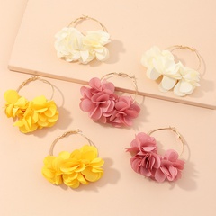 fashion jewelry wild sweet geometric fabric flower earrings alloy large ring earrings wholesale nihaojewelry