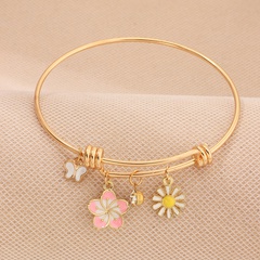bijoux de mode nouveau petit goutte d'huile fraîche papillon fleur bracelet simple cercle bracelet en gros nihaojewelry
