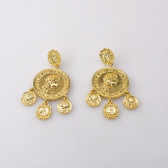 Korean fashion exaggerated large earrings retro palace style coin ring flower earrings accessories wholesale nihaojewelry