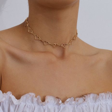 bijoux de mode doux creux simple couche collier de clavicule simple géométrique petit collier de chaîne d'amour en gros nihaojewelry's discount tags