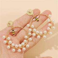 fashion geometric handmade pearl insect bee earrings earring trend round beaded earrings jewelry wholesale nihaojewelry