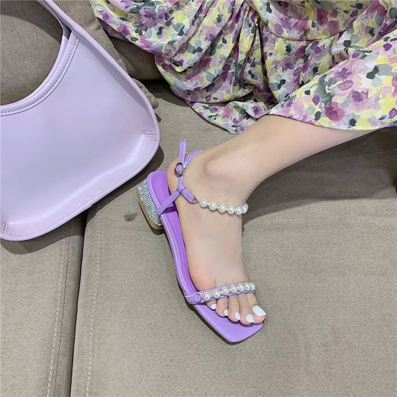 purple thick heels