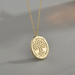 new products are selling 14K gold popular elements cross round brand necklace clavicle chain wholesale nihaojewelry