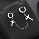 Original design simple cross earrings stainless steel personality chain men and women without pierced ears ear clip wholesale nihaojewelrypicture10