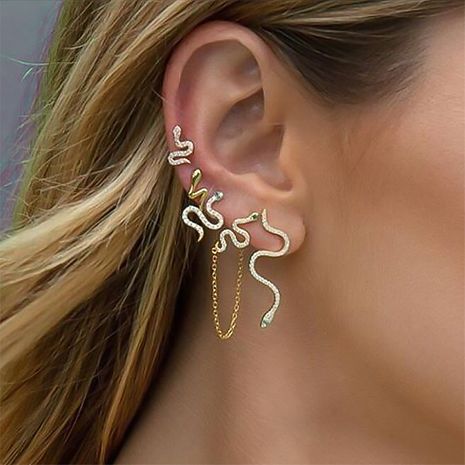 hot sale  fashion personality five-piece set full of diamond snake earrings punk style  earrings set wholesale nihaojewelry's discount tags
