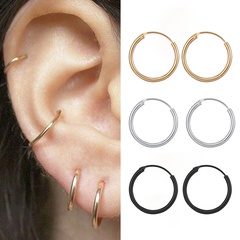 mode simple rond métal petites boucles d'oreilles créative punk personnalité hip-hop anneau d'oreille en gros nihaojewelry