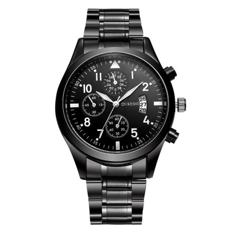 New Brand Men's Watch Waterproof Calendar Gun Black Stainless Steel Band Watch Business Sports Watch Men wholesale nihaojewelry's discount tags