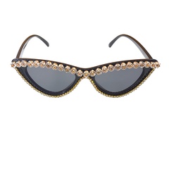Gafas de sol de diamantes de imitación de moda coreana Protección UV Gafas de sol de cristal de mujer Shijia con gafas de ojo de gato de diamantes al por mayor nihaojewelry