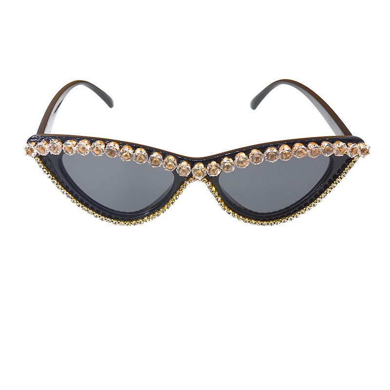 Gafas de sol de diamantes de imitacin de moda coreana Proteccin UV Gafas de sol de cristal de mujer Shijia con gafas de ojo de gato de diamantes al por mayor nihaojewelry