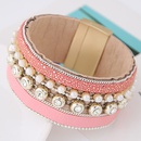 new trend metal gorgeous flash diamond pearl multilayer leather wild temperament fashion magnetic buckle bracelet wholesale nihaojewelrypicture3