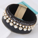 new trend metal gorgeous flash diamond pearl multilayer leather wild temperament fashion magnetic buckle bracelet wholesale nihaojewelrypicture5