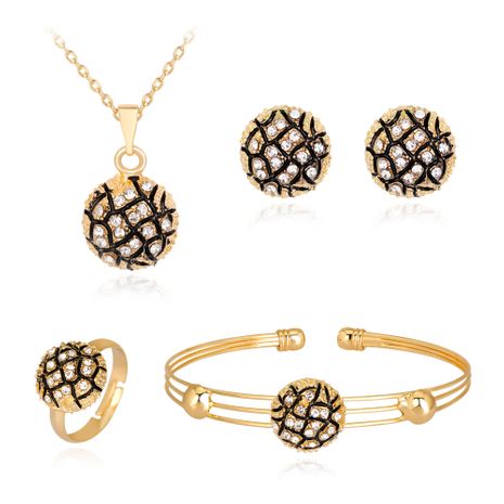 April new style exquisite turtle texture electroplating KC inlaid rhinestone necklace earring ring bracelet  wholesale nihaojewelry's discount tags