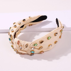 bandeau en tissu à larges bords mode verre coloré diamant bandeau noué accessoires de cheveux sauvages en gros nihaojewelry