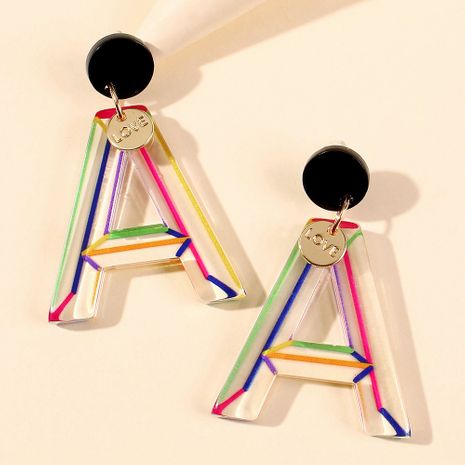 fashion acetate plate letter earrings creative color stripes geometric leaves earrings wholesale nihaojewelry's discount tags