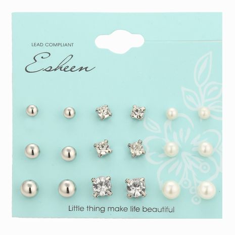 Korean earrings artificial pearl earrings set rhinestone earrings pearl set wholesale nihaojewelry's discount tags