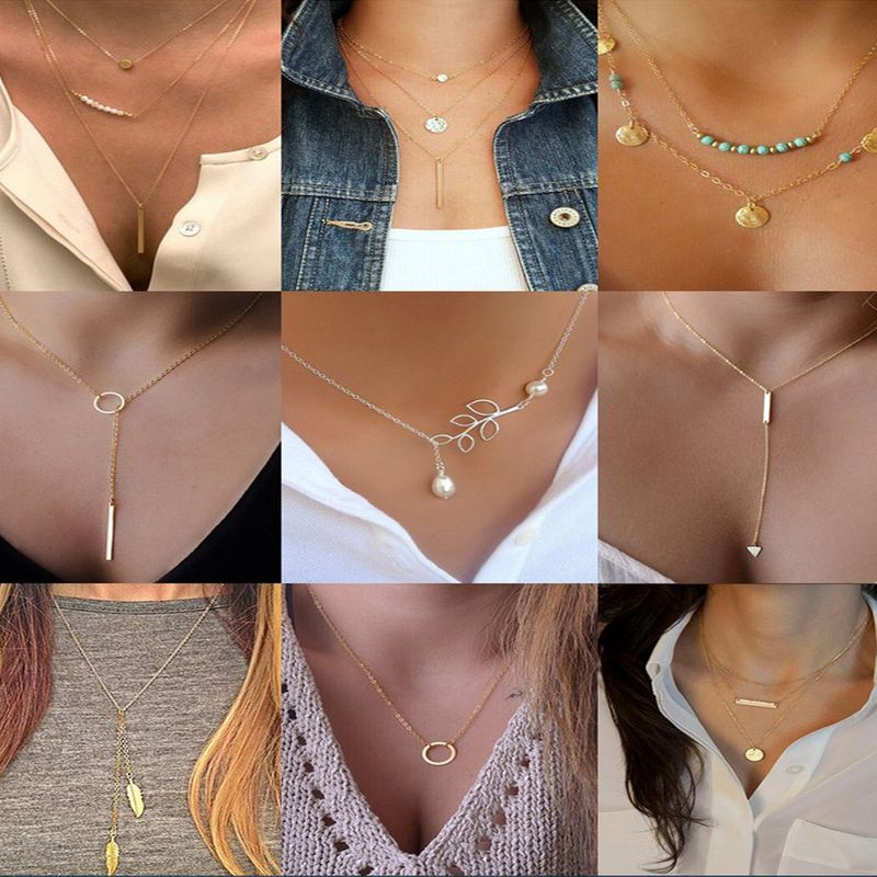 creative retro personality simple clavicle chain metal strip geometric ...