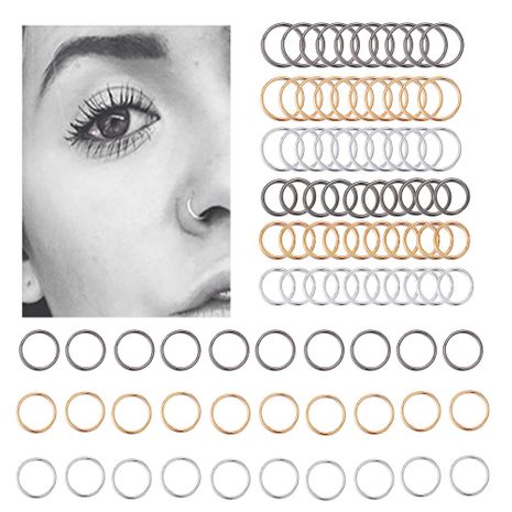 new nose ring creative nose nail nose decoration gold silver black circle 60 pack wholesale nihaojewelry NHPJ225495's discount tags