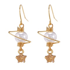 South Korea's new five-pointed star tassel asymmetric earrings temperament pearl long ear hook wholesale nihaojewelry