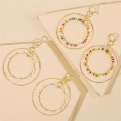 Exaggerated geometric round long chain rice bead earrings trend large multi-layer earring wholesale nihaojewelry