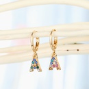 fashion jewelry letter ear ring creative color diamond English 26 letter ear buckle diamond earrings wholesale nihaojewelrypicture12