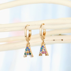 bijoux de mode lettre oreille anneau créatif couleur diamant Anglais 26 lettre boucle d'oreille diamant boucles d'oreilles en gros nihaojewelry