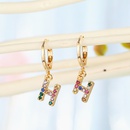 fashion jewelry letter ear ring creative color diamond English 26 letter ear buckle diamond earrings wholesale nihaojewelrypicture14