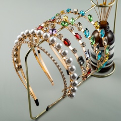 Korean hair band high-quality simple pearl headband fashion color rhinestone wholesale nihaojewelry