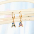 fashion jewelry letter ear ring creative color diamond English 26 letter ear buckle diamond earrings wholesale nihaojewelrypicture17
