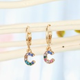 fashion jewelry letter ear ring creative color diamond English 26 letter ear buckle diamond earrings wholesale nihaojewelrypicture19
