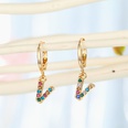 fashion jewelry letter ear ring creative color diamond English 26 letter ear buckle diamond earrings wholesale nihaojewelrypicture38