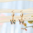 fashion jewelry letter ear ring creative color diamond English 26 letter ear buckle diamond earrings wholesale nihaojewelrypicture39