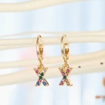 fashion jewelry letter ear ring creative color diamond English 26 letter ear buckle diamond earrings wholesale nihaojewelrypicture40
