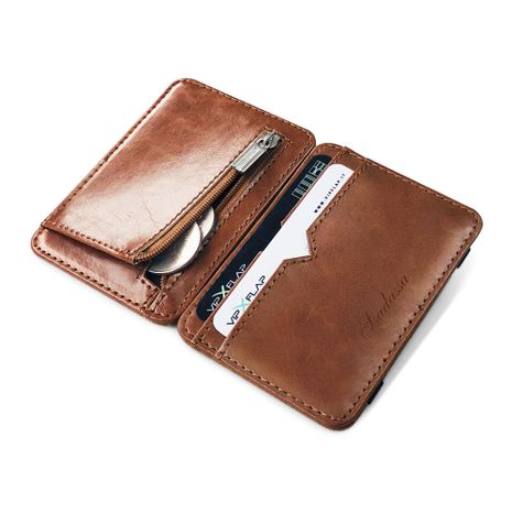 new Korean creative PU leather men's magic wallet business card coin purse wholesale nihaojewelry's discount tags