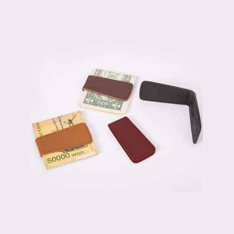 mini magnet leather wallet new retro first layer cowhide ultra-thin magnetic banknote check clip wholesale nihaojewelry's discount tags