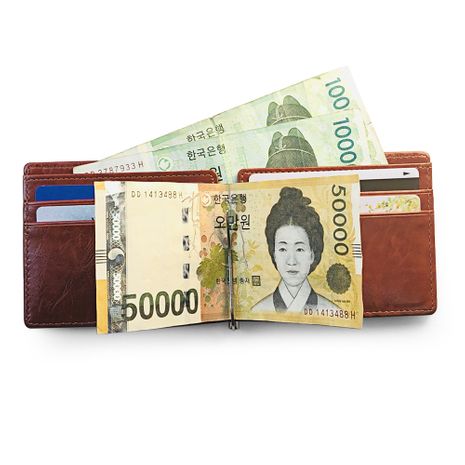 Korean new creative PU wallet metal dollar wallet short wallet zipper coin purse wholesale nihaojewelry's discount tags