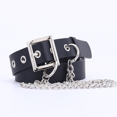 Korean new black belt decoration chain inlaid puffy casual pants belt buckle shape belt wholesale nihaojewelry