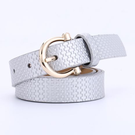 creative ladies fashion straw mat pattern belt wild PU pin buckle decorative jeans belt wholesale nihaojewelry's discount tags