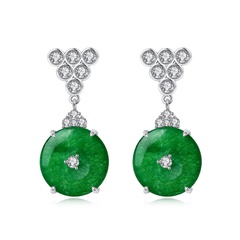 fashion Korean earrings dress accessories green chalcedony copper earring wholesale nihaojewelry