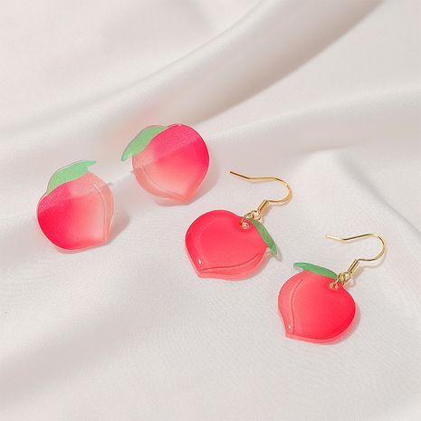 summer new products sweet peach earrings acrylic peach earrings girl earrings wholesale nihaojewelry's discount tags