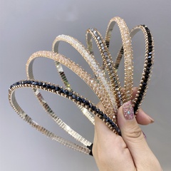 Corée du Sud nouveau cristal plein diamant bandeau été simple trou de cheveux anneau en acier mince bord bandeau en gros nihaojewelry