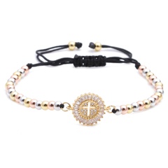copper beads mixed color chain cross love demon eye adjustable bracelet wholesale nihaojewelry