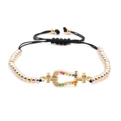 fashion jewelry mixed color bead chain zircon arrow woven ladies bracelet wholesale nihaojewelry