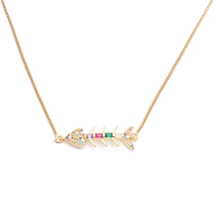 micro-inlaid zircon fishbone cross elbow cross necklace Copper wholesale nihaojewelry