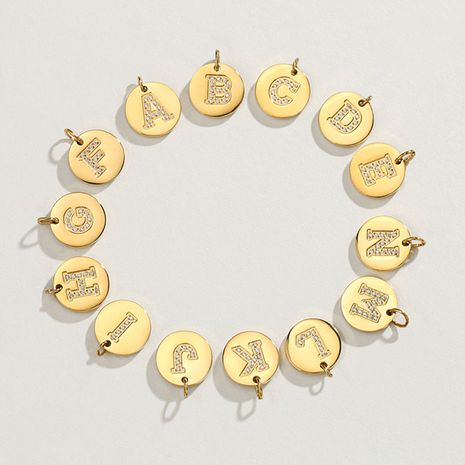 DIY jewelry 316L titanium steel diamond 14K gold plated 26 English alphabet accessories wholesale nihaojewelry's discount tags