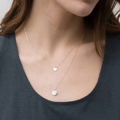 316L new necklace simple double stainless steel necklace geometric round pendant clavicle chain wholesale nihaojewelry