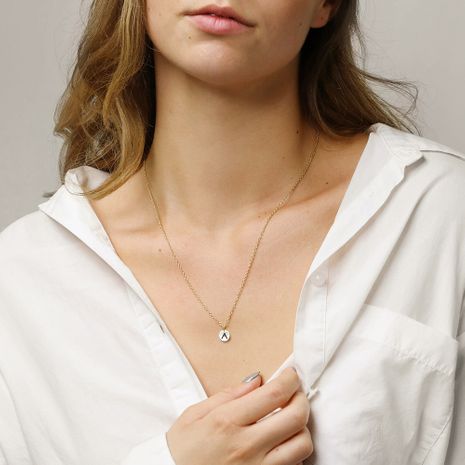 EManco Mode kreative Schmuck Großhandel Persönlichkeit Titans tahl Schriftzug Brief Anhänger weibliche Roségold Halskette's discount tags
