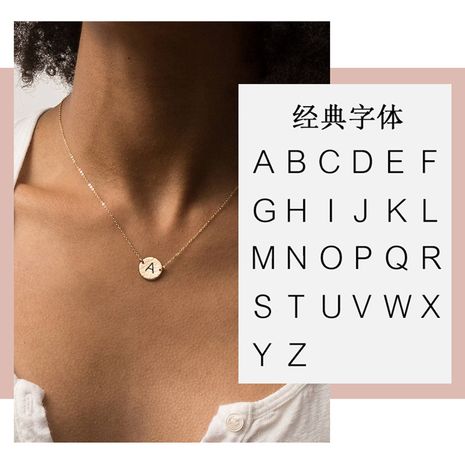 Classic titanium steel rose gold necklace creative lettering alphabet pendant short clavicle chain wholesale nihaojewelry's discount tags