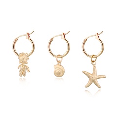 Korean Cute Personality Alloy Animal Hoop Earrings Goldfish Snail Starfish Mini Pendant Earclip Earrings Female