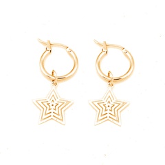 simple alloy hoop earrings cute hollow five-pointed star pendant ear ring wholesale nihaojewelry