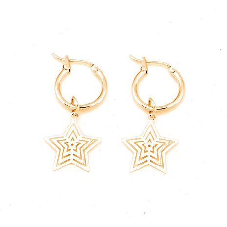 boucles d'oreilles créoles en alliage simple mignon creux étoile à cinq branches pendentif anneau d'oreille en gros nihaojewelry's discount tags